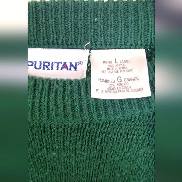 Vintage Hunter Green Embroidered Golf Sweater Crewneck Mens Size L Grandpacore - Picture 5 of 7
